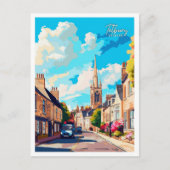 Tetbury England Art Vintage Reise Illustration Postkarte (Vorderseite)