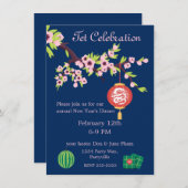 Tete Neujahr Dragon Hoa Dao Blüten Einladung (Vorne/Hinten)