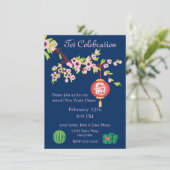 Tete Neujahr Dragon Hoa Dao Blüten Einladung (Stehend Vorderseite)