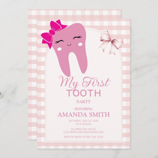 Tething Party Einladung - Baby First Tooth Party (Vorne/Hinten)