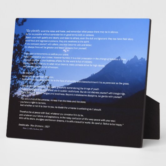 Teton Mountains Desiderata Plaque Fotoplatte (Seite)