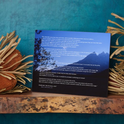 Teton Mountains Desiderata Plaque Fotoplatte (Seite)