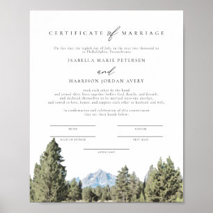 TETON National Park Heiratsurkunde Poster