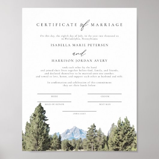 TETON National Park Heiratsurkunde Poster (Vorne)