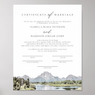 TETON National Park Heiratsurkunde Poster