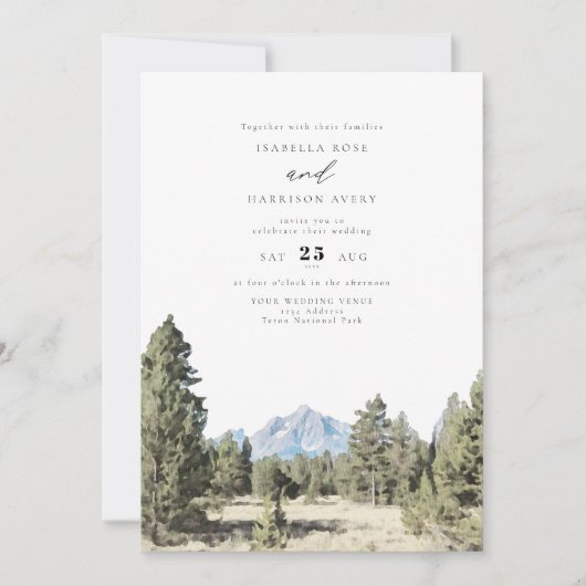TETON NATIONAL PARK Mountain Skyline Wedding Einladung (Vorderseite)