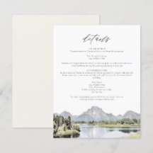 TETON NATIONAL PARK Mountain Wedding Details Card