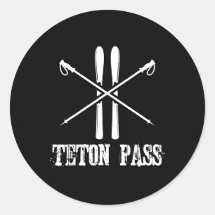 Teton P Wyoming Ski Skifahren Nordic Alpine Dow Runder Aufkleber