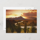 Teton Range bei Sonnenuntergang vom Snake River Postkarte (Vorne/Hinten)