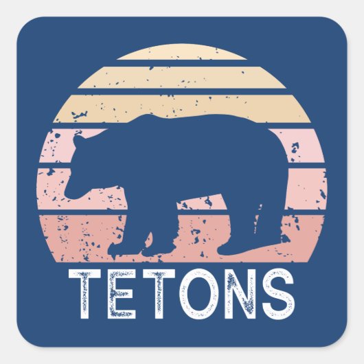 Tetons Retro Bär Quadratischer Aufkleber (Vorderseite)