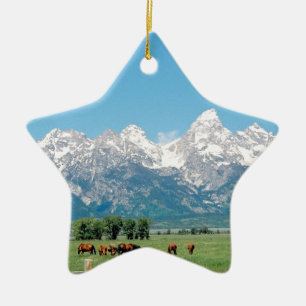 Tetons und Pferde Keramikornament
