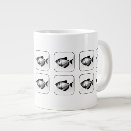 Tetra Square Knopfmuster aus schwarzem Rock Jumbo-Tasse (Vorderseite Rechts)