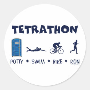 Tetrathon Triathlon-T - Shirt Runder Aufkleber