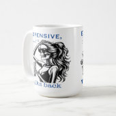 teuer, schwierig und die Gespräche zurückgehen Kaffeetasse (Vorderseite Links)