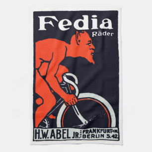 Teufel 1920, der Fahrrad fährt Handtuch