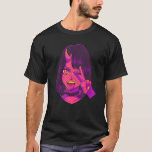 Teufel Dämon Mädchen Acid Pixie Ästhetik Satanisch T-Shirt