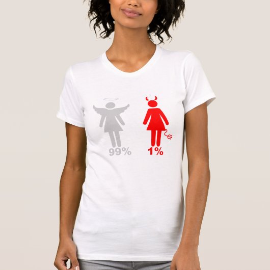 Teufel-Frau 99% Engels-1% T-Shirt (Vorderseite)