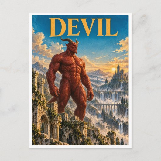 Teufel, Gothic Fantasy Monster Postkarte (Vorderseite)