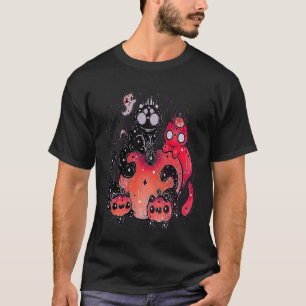 Teufel Halloween Jack Kürbis Katzen T-Shirt
