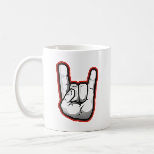 Teufel-Horn-Handzeichen Kaffeetasse (Links)