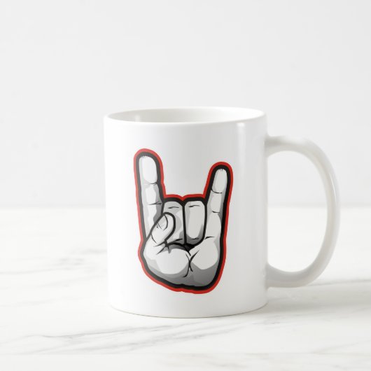 Teufel-Horn-Handzeichen Kaffeetasse (Rechts)