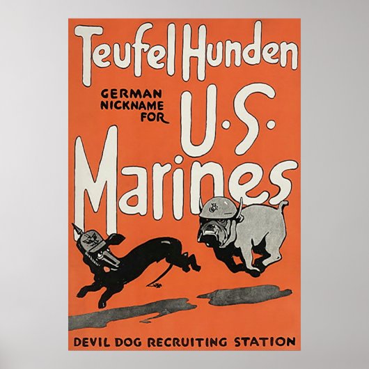Teufel Hunden ~ Vintager Weltkrieg 1. Poster (Vorne)