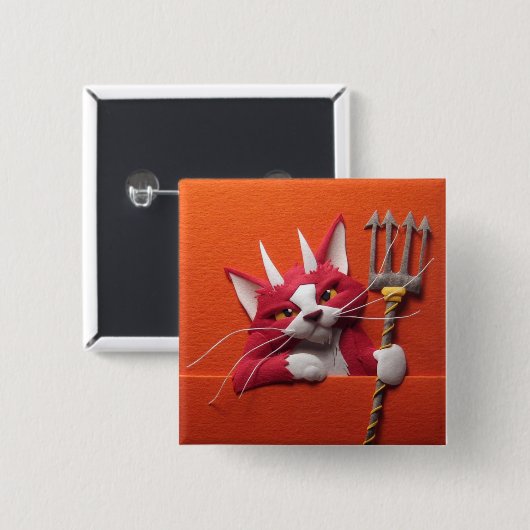 Teufel-Kätzchen-Knopf Button (Vorne & Hinten)