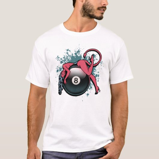 Teufel-Mädchen 8-Ball T-Shirt (Vorderseite)