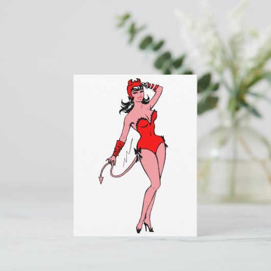 Teufel-Mädchen Postkarte (Stehend Vorderseite)