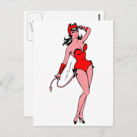 Teufel-Mädchen Postkarte (Vorne/Hinten)