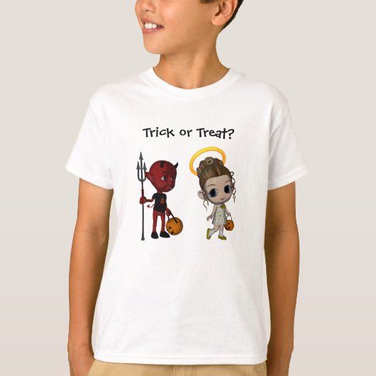 Teufel oder Engel Trick oder Treat Halloween T-Shirt (Vorderseite)