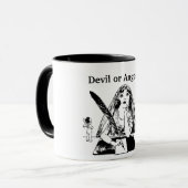 Teufel oder Engel - Vintage Schwarz-Weiß-Kaffeetas Tasse (Vorderseite Links)
