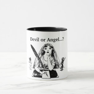 Teufel oder Engel - Vintager Black & White Coffee Tasse