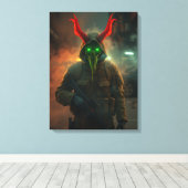 Teufel Soldier mit glühender Schädelmaske-Dunkles Leinwanddruck (Insitu (Holzboden))