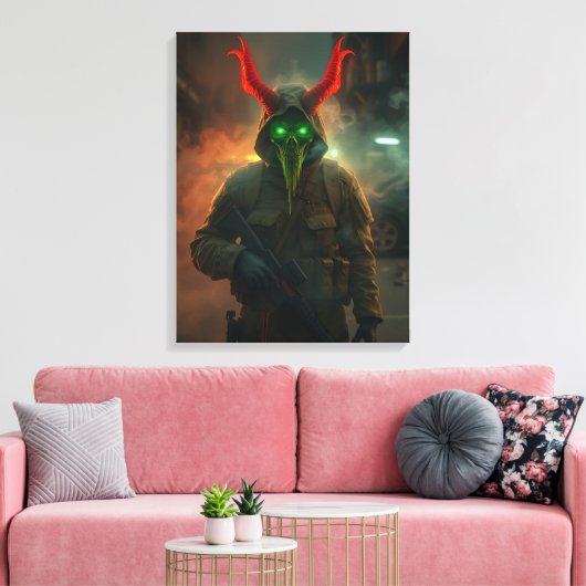 Teufel Soldier mit glühender Schädelmaske-Dunkles  Leinwanddruck (Insitu (Wohnzimmer))