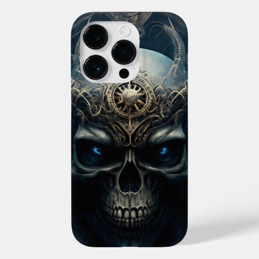 Teufel Totenkopf mit funkelnden blauen Augen Case-Mate iPhone Hülle (Rückseite)