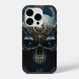 Teufel Totenkopf mit funkelnden blauen Augen iPhone 14 Pro Hülle