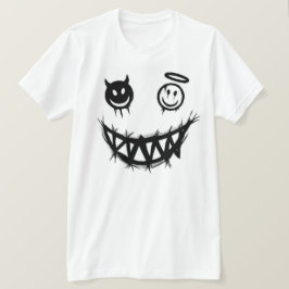 Teufel und Engel Smiley Gesicht Grungy Monster Zäh T-Shirt