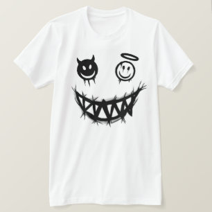 Teufel und Engel Smiley Gesicht Grungy Monster Zäh T-Shirt