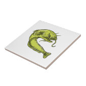 Teufel-Wels-springendes Zeichnen Fliese (Seite)