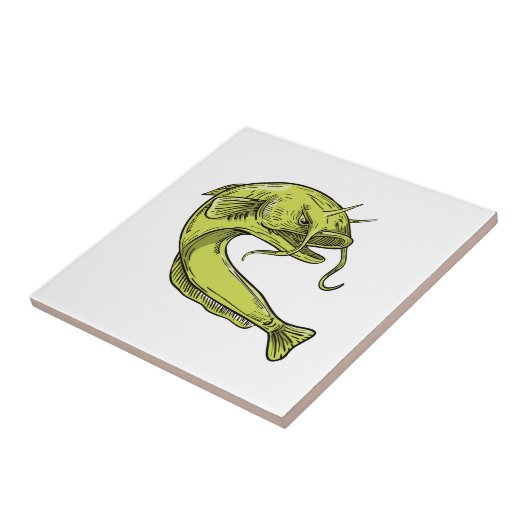 Teufel-Wels-springendes Zeichnen Fliese (Seite)