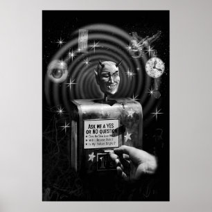 Teufels-Fragekasten Vintage-Sci-Fi-Horrorposter Poster