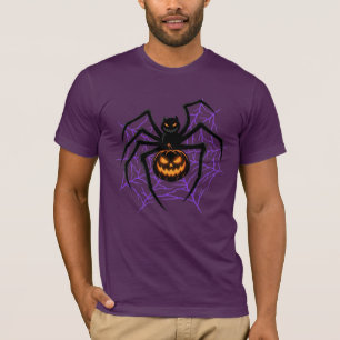Teufelsgesicht-Spinne-Kürbis-Shirt Halloween-Netz- T-Shirt