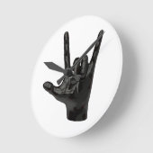 Teufelshornhand Runde Wanduhr (Winkel)