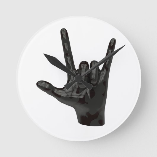 Teufelshornhand Runde Wanduhr (Vorderseite)