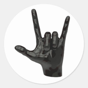 Teufelshornhand Runder Aufkleber