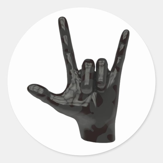 Teufelshornhand Runder Aufkleber (Vorderseite)