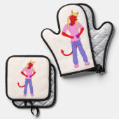 Teufelskerl Ofenhandschuh & Topflappen-Set (Vorderseite/Rückseite)