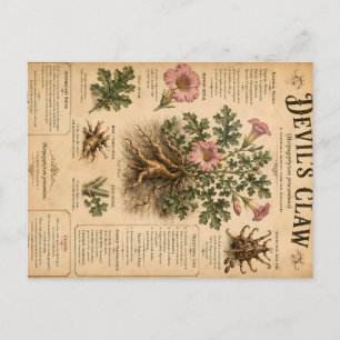 Teufelskralle Botanische Illustration Vintage Wiss Feiertagspostkarte