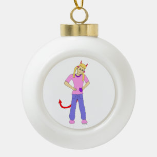 Teufelsmädchen keramik Kugel-Ornament